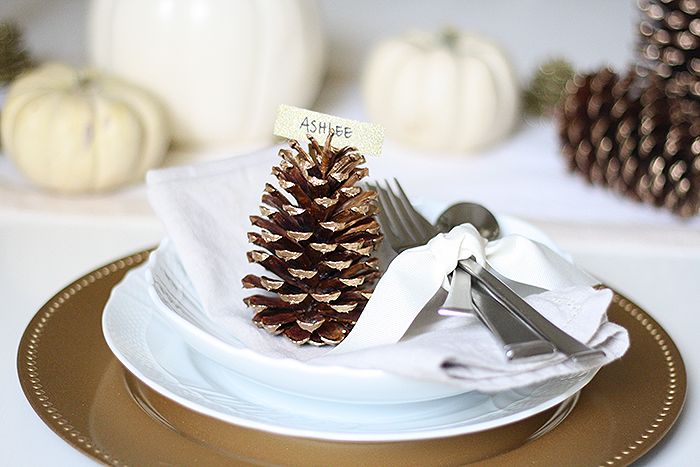 Gold & White Thanksgiving Tablescape | Ashlee Proffitt
