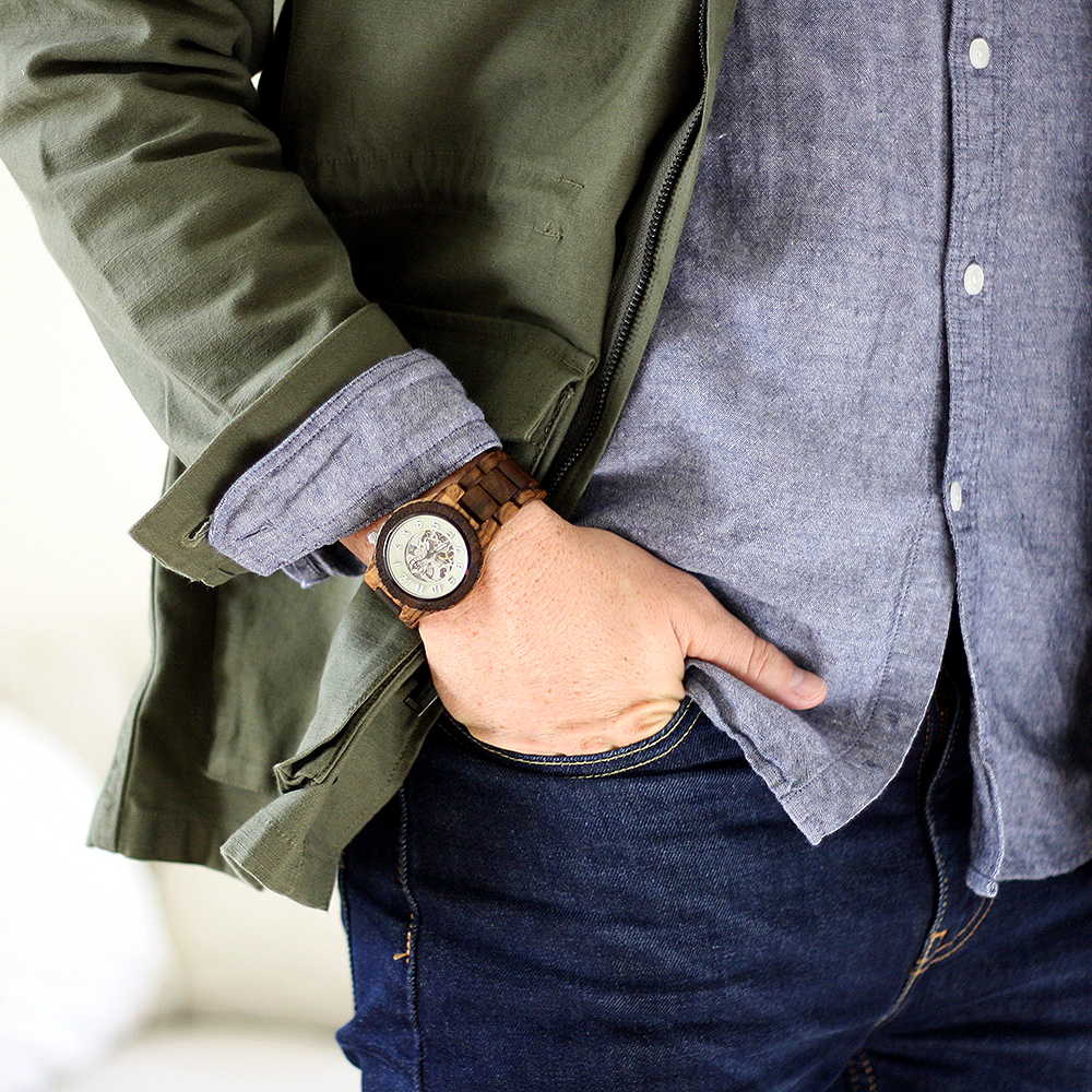 Men's Winter Style | Layer & Accessories | by Ashlee Proffitt | Mens Watch, Unique Watch, Wood watch